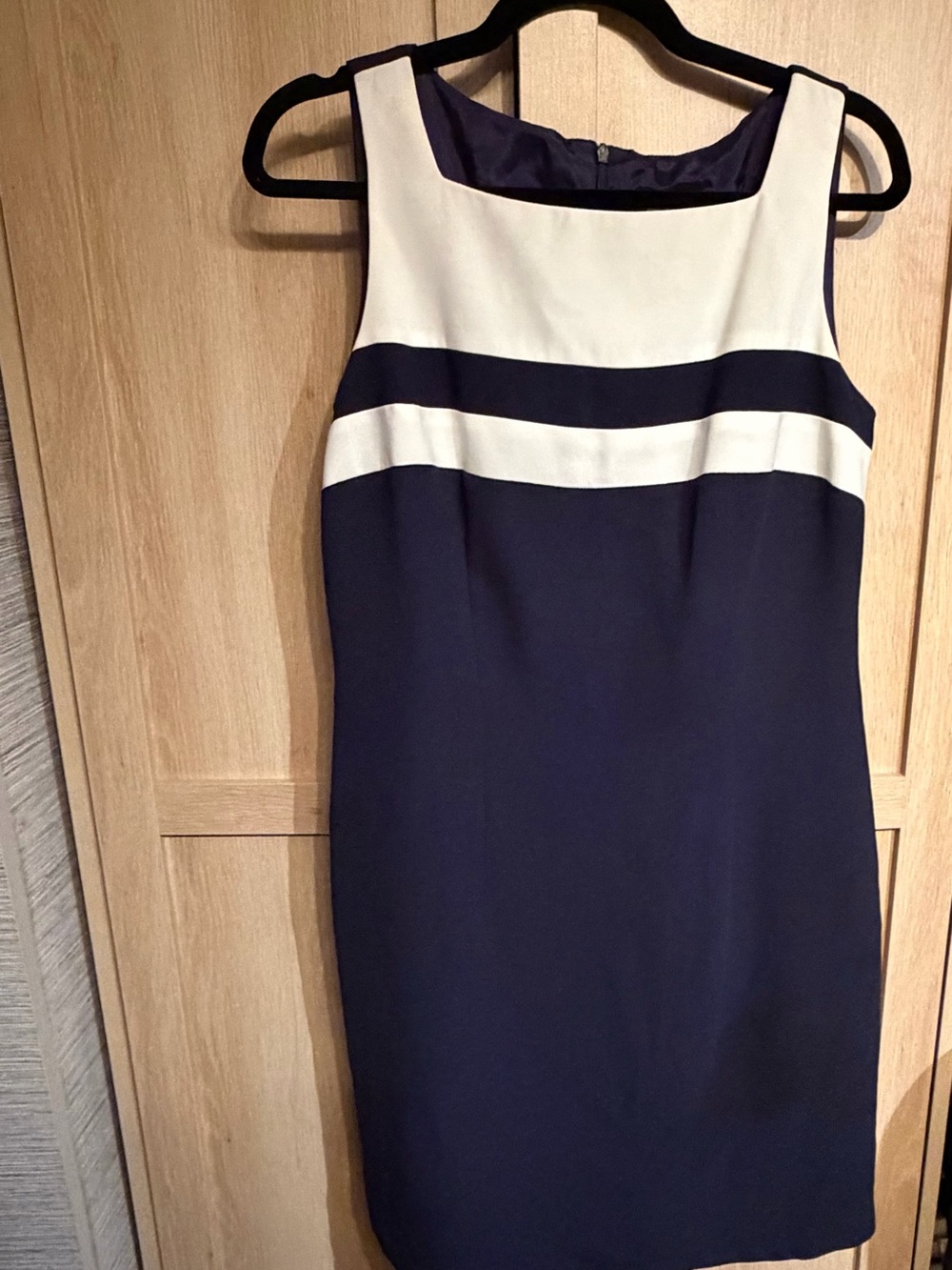 CDC Navy and White Colorblock Sheath Dress
